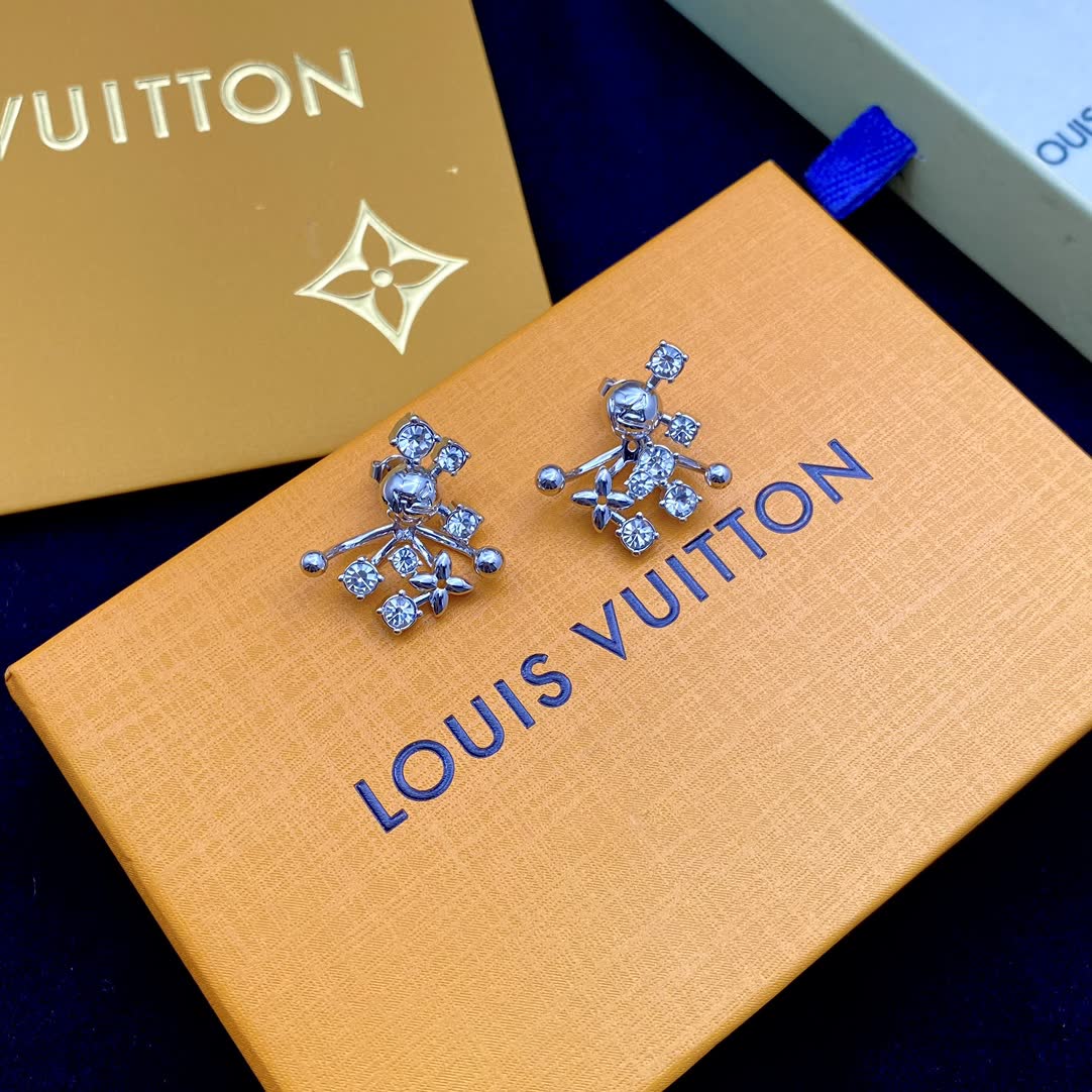 Louis Vuitton Elegant Silver Flower Earrings